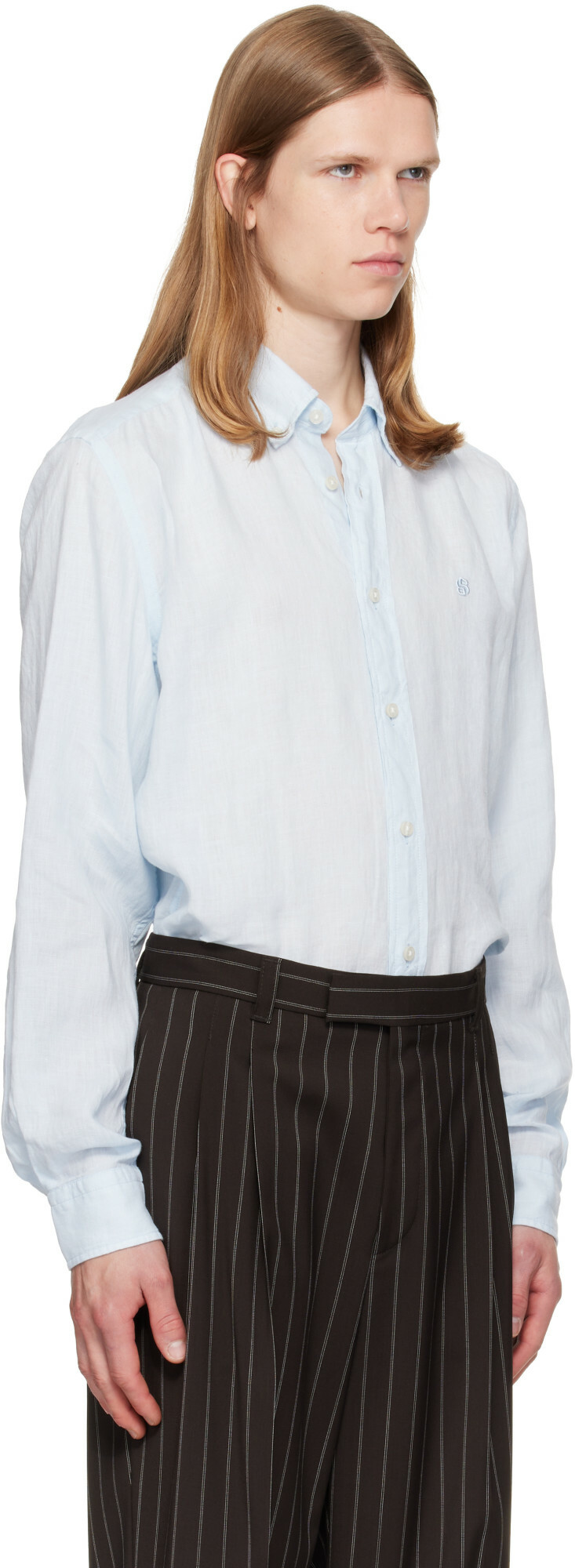 BOSS Blue Regular-Fit Linen Button-Down Shirt