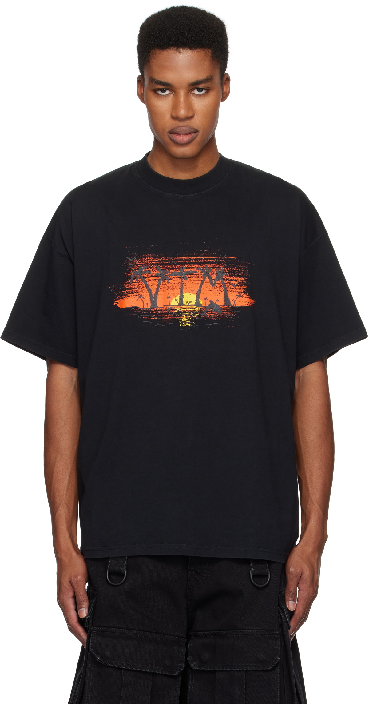 VETEMENTS Black Palmtree Regular T-shirt Vetements