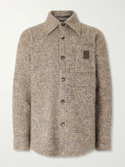 LOEWE - Logo-Appliquéd Brushed Knitted Overshirt - Neutrals