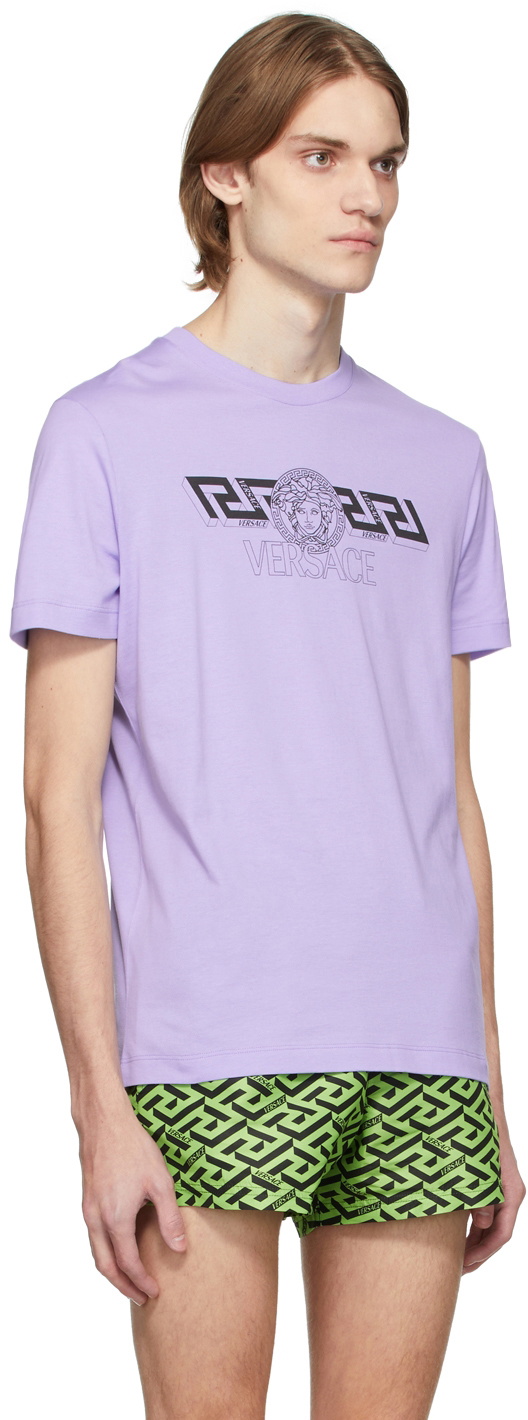 Versace Purple 'La Greca' T-Shirt Versace