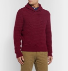 Isaia - Shawl-Collar Cable-Knit Cashmere Sweater - Burgundy