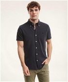 Brooks Brothers Men's Washed Cotton Pique Short-Sleeve Knit Shirt | Dark Blue