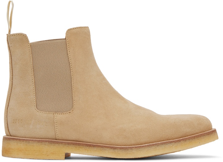 Photo: Common Projects Tan Suede Chelsea Boots