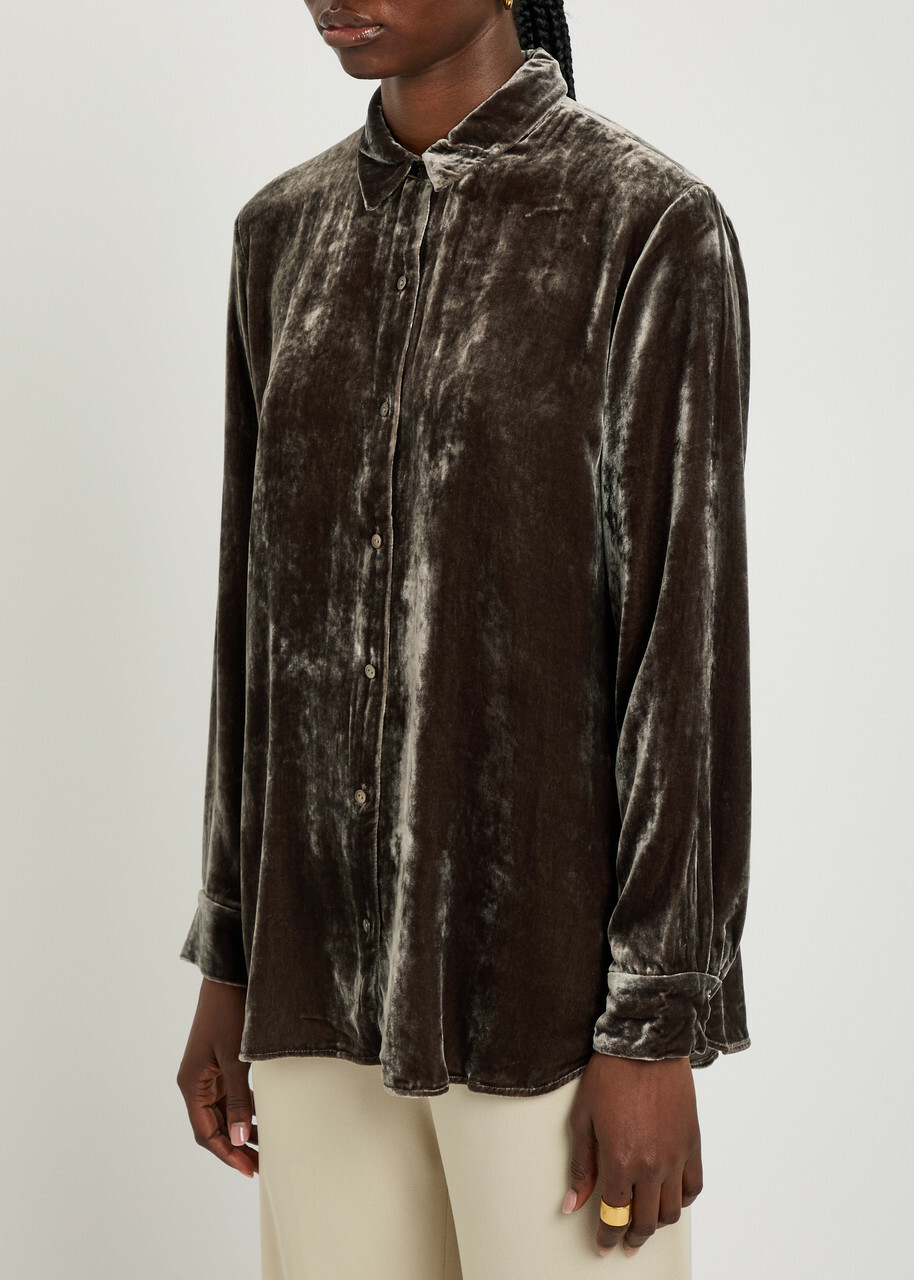 Eileen Fisher Velour Shirt Brown