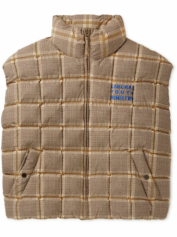 Photo: Liberal Youth Ministry - Appliquéd Quilted Checked Padded Shell Gilet - Neutrals