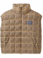 Liberal Youth Ministry - Appliquéd Quilted Checked Padded Shell Gilet - Neutrals