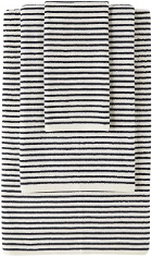 Tekla Off-White & Navy Organic Three-Piece Towel Set