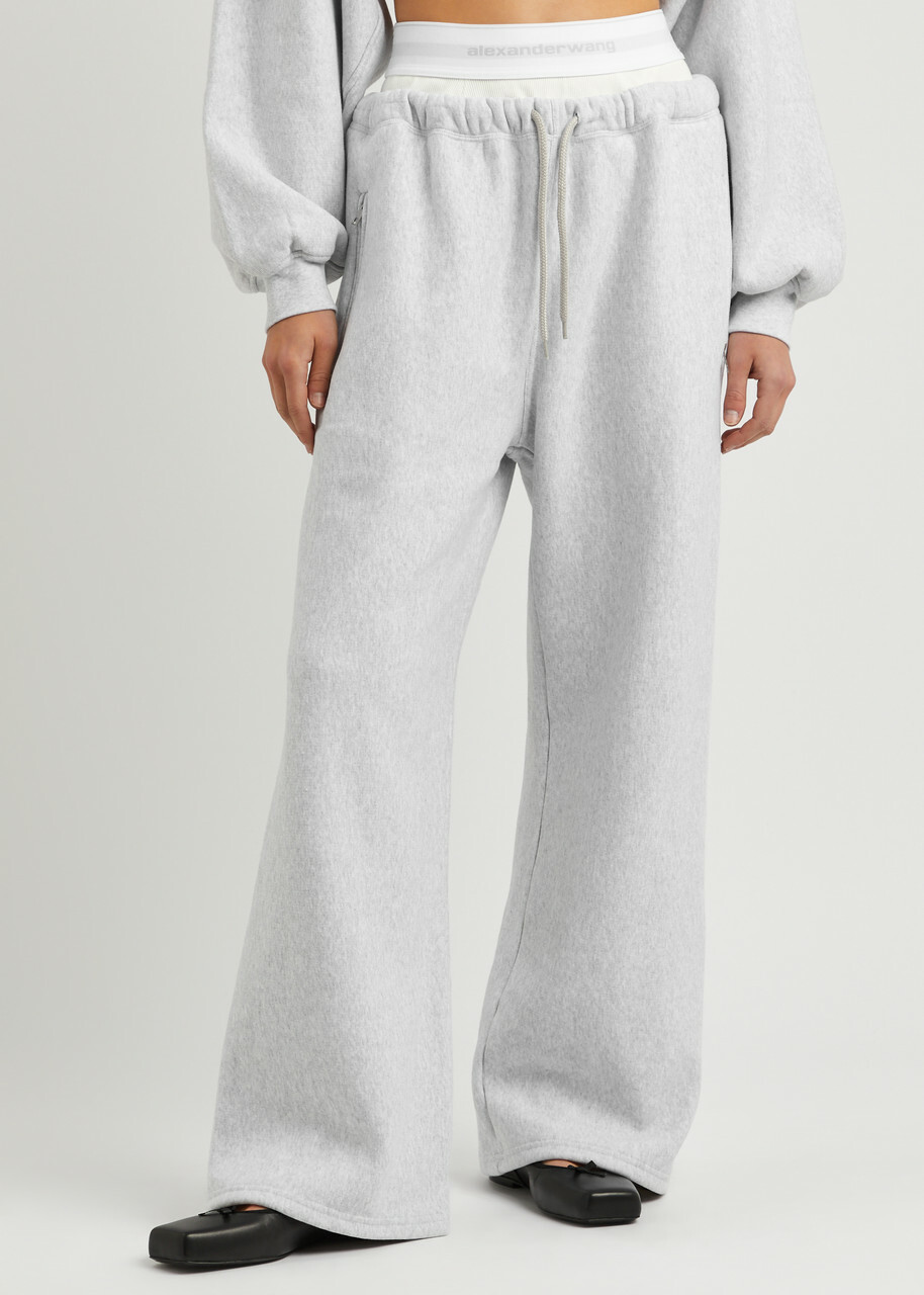 Alexanderwang.t Logo Layered Cotton Sweatpants Light Grey