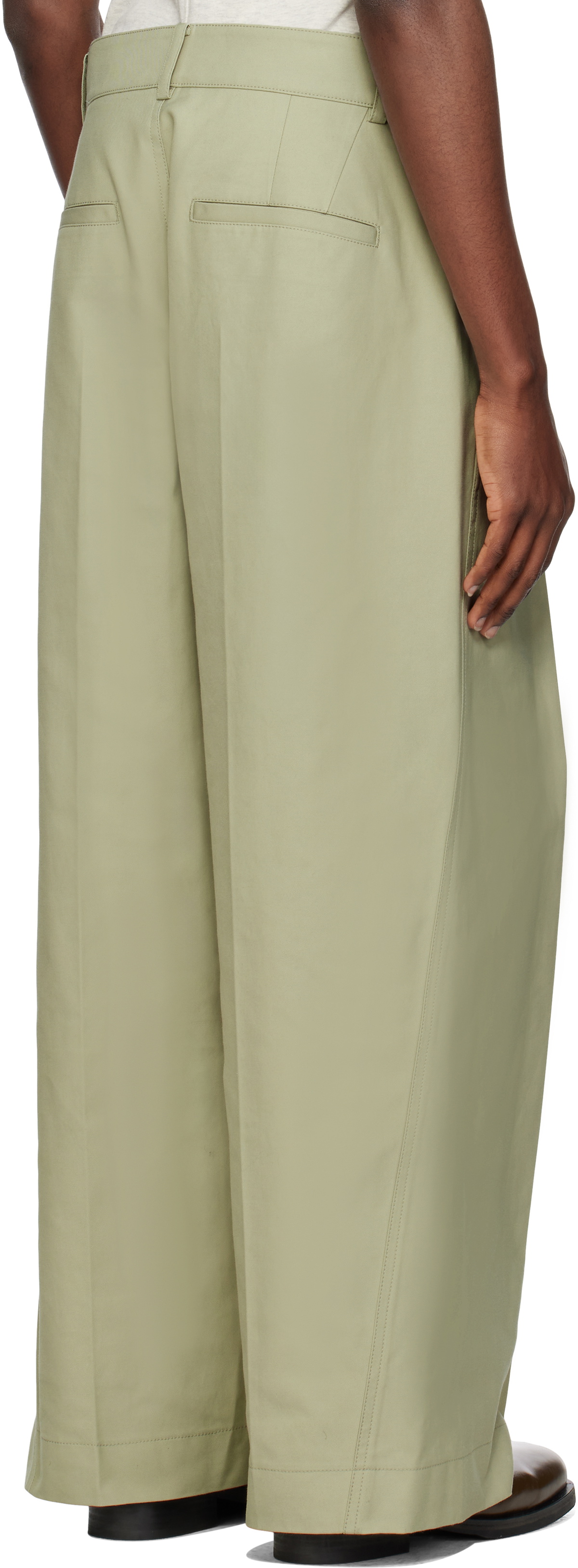 RECTO Beige Wide Fit Cotton Trousers