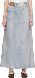 MM6 Maison Margiela Blue Distressed Midi Skirt