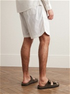 SMR Days - Hiri Straight-Leg Striped Organic Cotton Drawstring Shorts - White