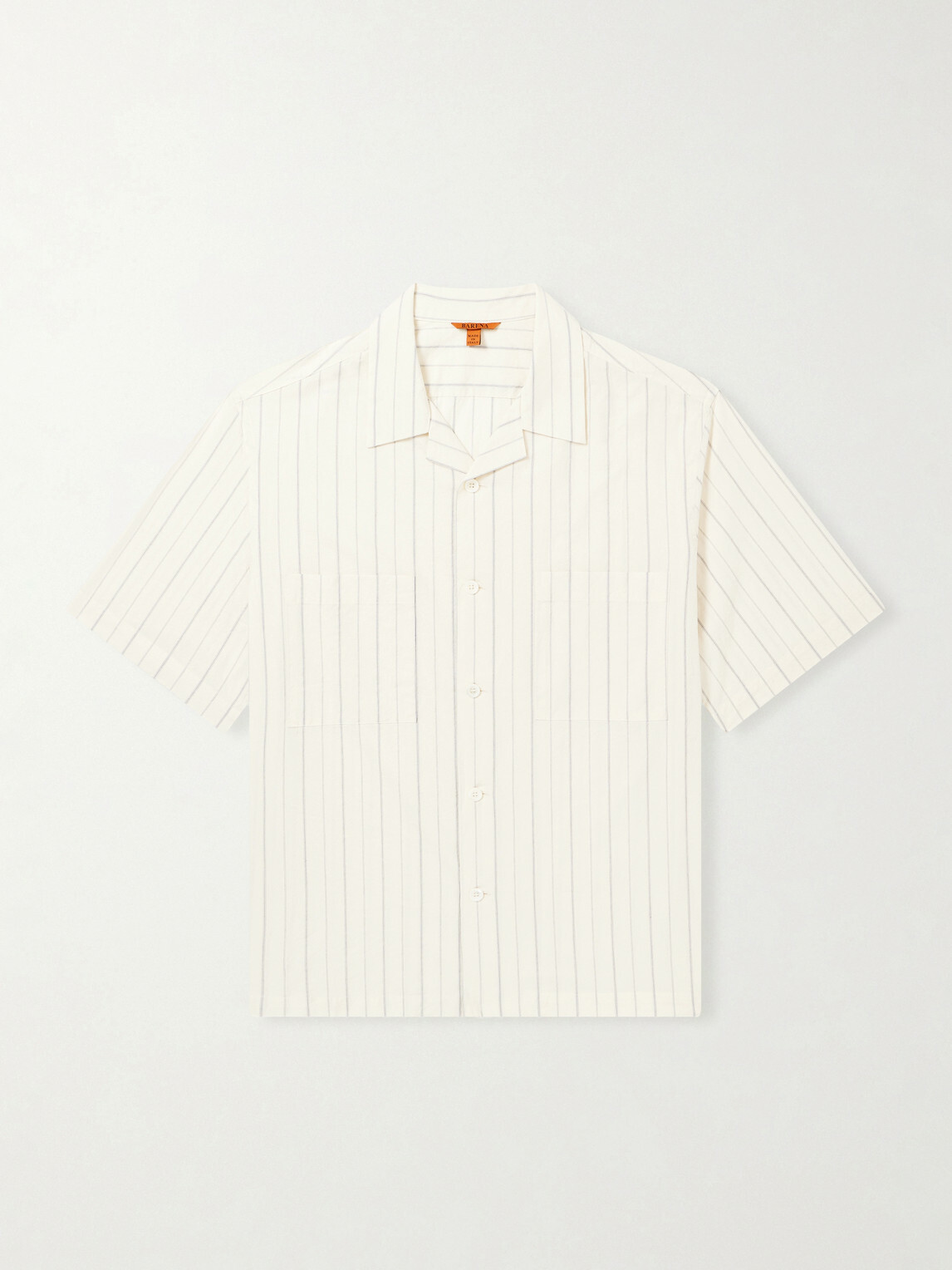 Barena - Cuban-Collar Garment-Dyed Striped Cotton-Poplin Shirt - White