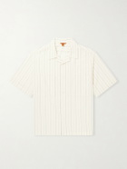 Barena - Cuban-Collar Garment-Dyed Striped Cotton-Poplin Shirt - White