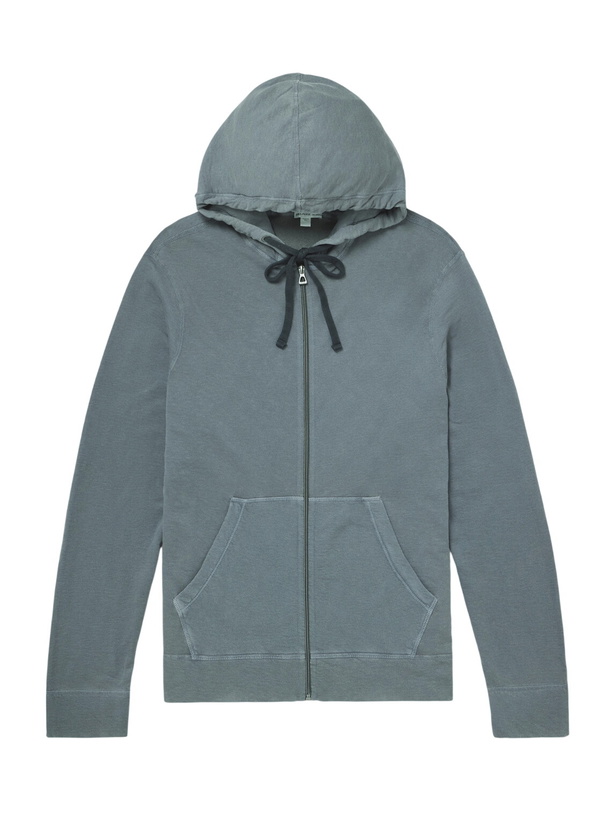 Photo: James Perse - Loopback Supima Cotton-Jersey Zip-Up Hoodie - Blue
