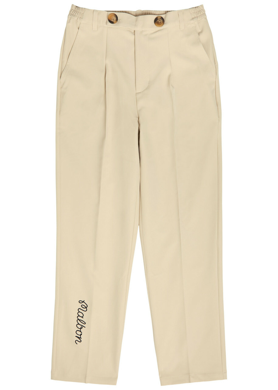 Malbon Oliver Logo-embroidered Stretch-crepe Trousers Khaki