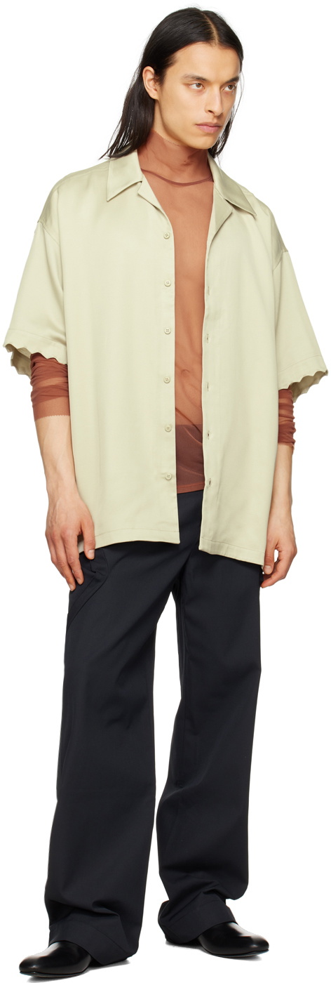 Cornerstone Green Scalloped Shirt