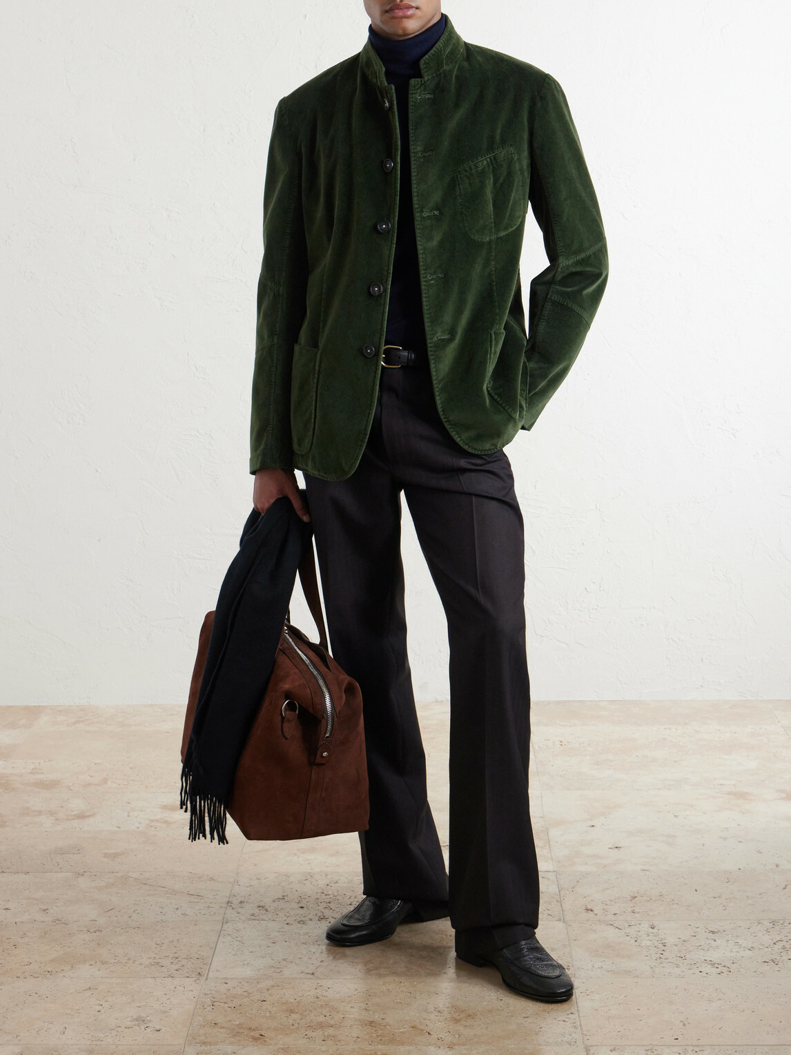 Massimo Alba - Gstaad Panelled Cotton-Velvet Jacket - Green