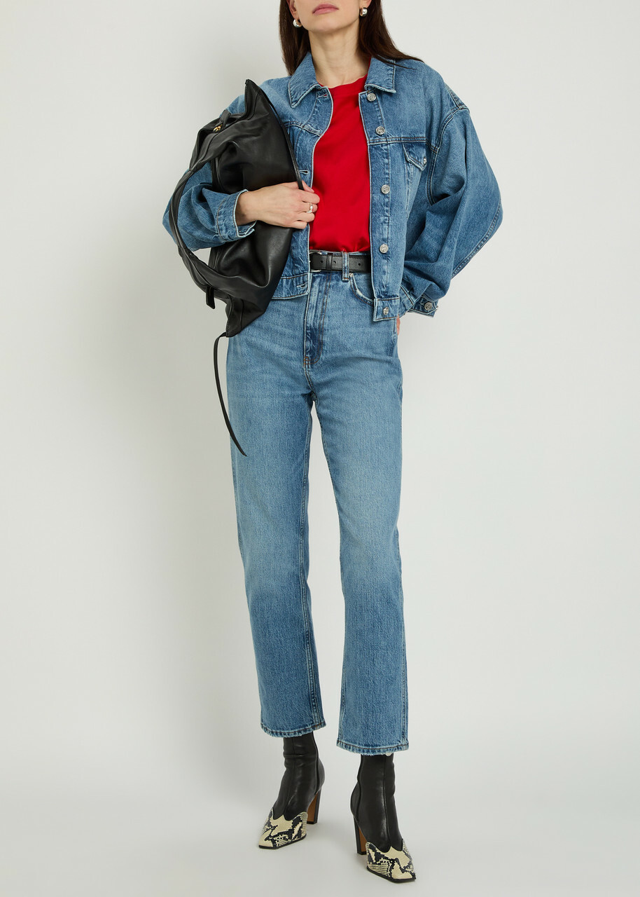Anine Bing Quincy Panelled Denim Jacket Blue