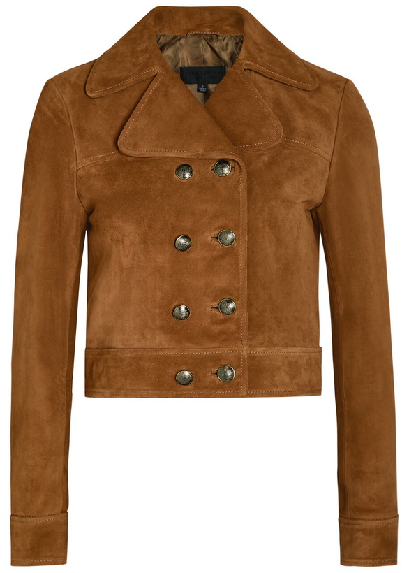 Photo: Nili Lotan Cassidy Double-breasted Cropped Suede Jacket Camel