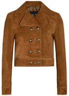 Nili Lotan Cassidy Double-breasted Cropped Suede Jacket Camel