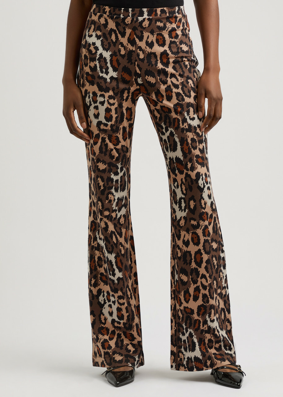 Diane Von Furstenberg Brooklyn Leopard-print Flared Jersey Trousers Multicoloured