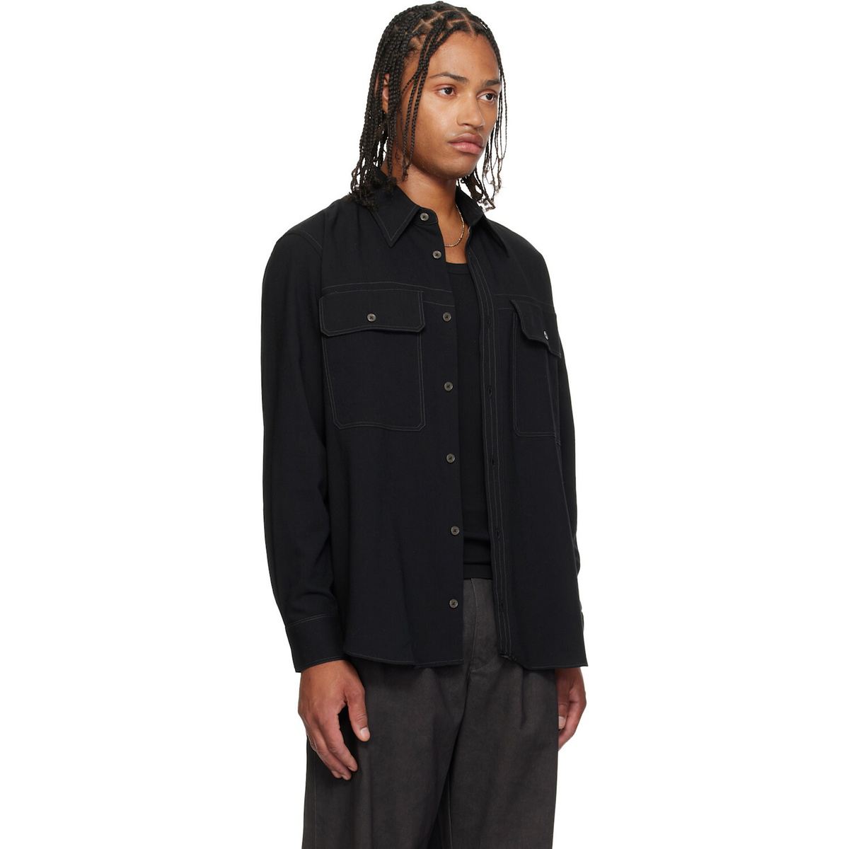 Paul Smith Black Oversized Viscose-Wool Shirt