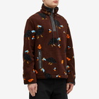 Loewe Men's Bird Print Fleece Anorak in Chocolate Brown/Multi