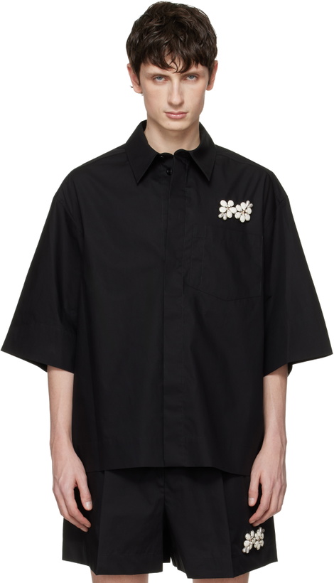Photo: Simone Rocha Black Embellished Boxy Pen Pocket Shirt