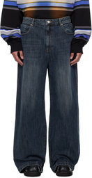 Juun.J Blue Washed Double Waist Jeans