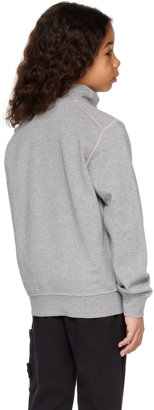 Stone Island Junior Kids Gray Half-Zip Sweatshirt