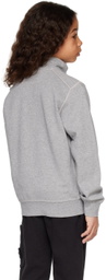 Stone Island Junior Kids Gray Half-Zip Sweatshirt