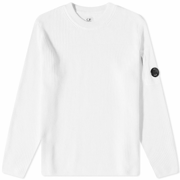 Photo: C.P. Company Men's Lens Ribbed Crew Knit in Gauze White