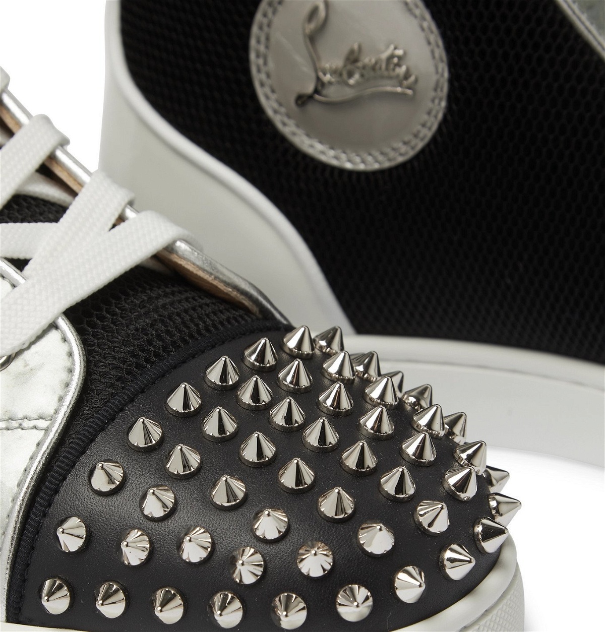 Christian Louboutin Black Leather Louis Spikes High Top Sneakers