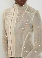 Rick Owens Lilies Gary Embellished Mesh Jacket Brown