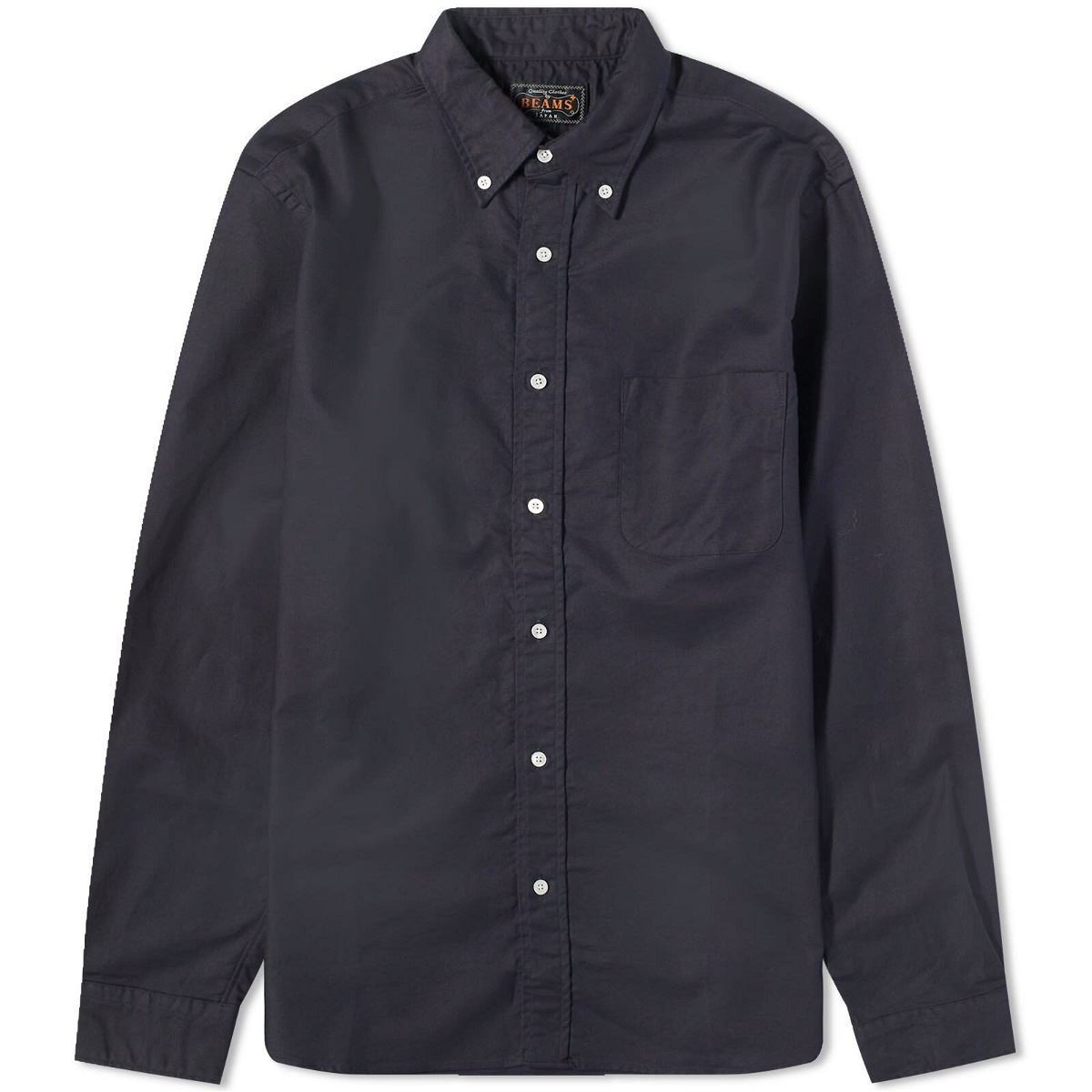 Photo: Beams Plus Men's Button Down Solid Oxford Shirt in Navy