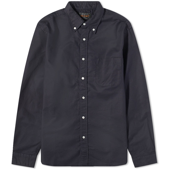 Photo: Beams Plus Men's Button Down Solid Oxford Shirt in Navy
