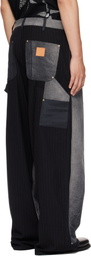 Khoki Black Vintage-Effect Work Trousers