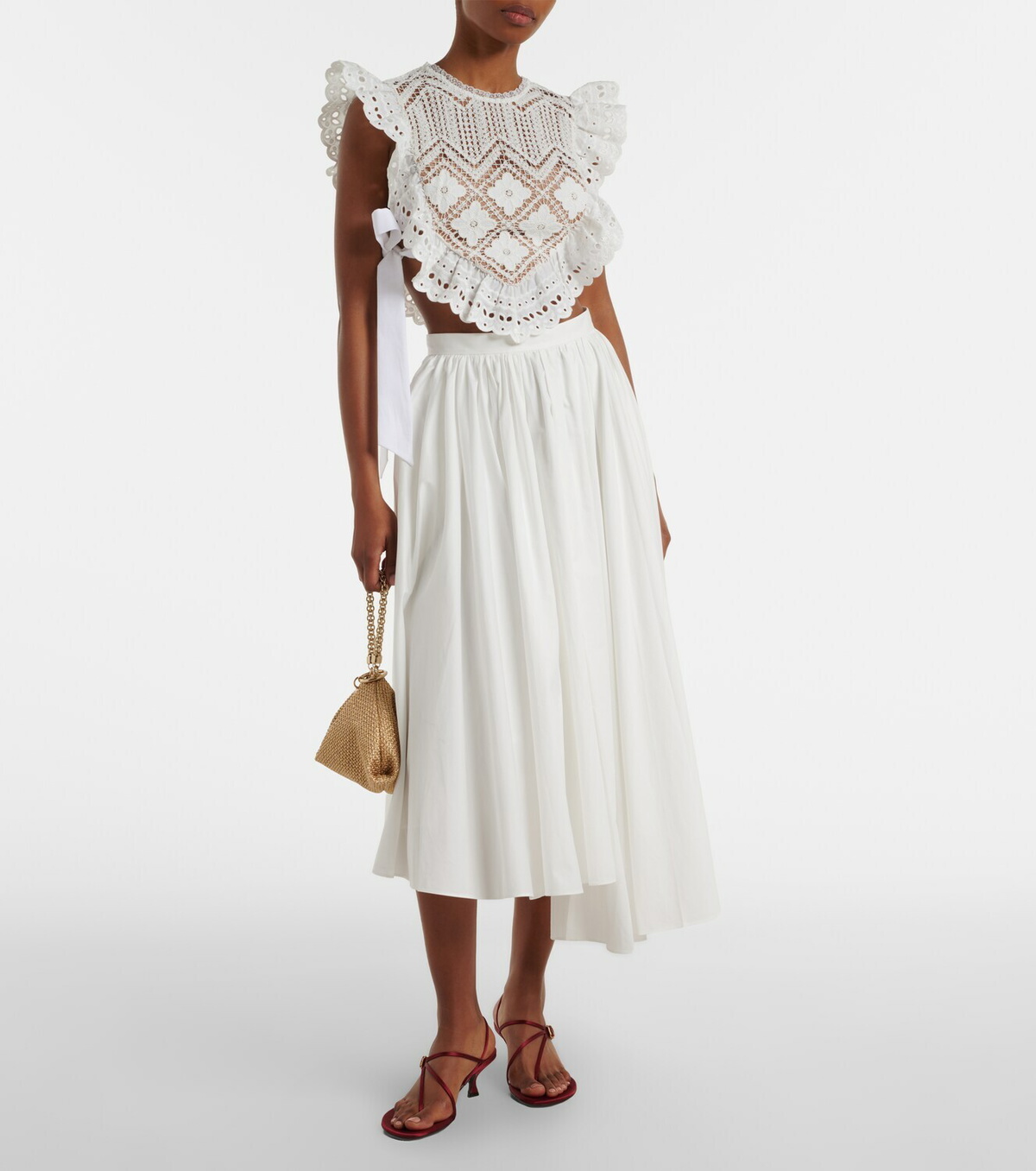 Self-Portrait Crochet ruffled crop top