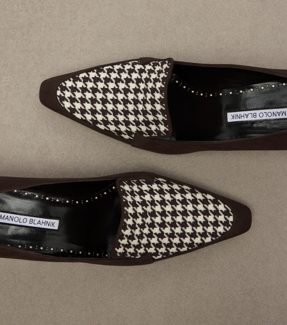 Manolo Blahnik Petusi houndstooth suede pumps
