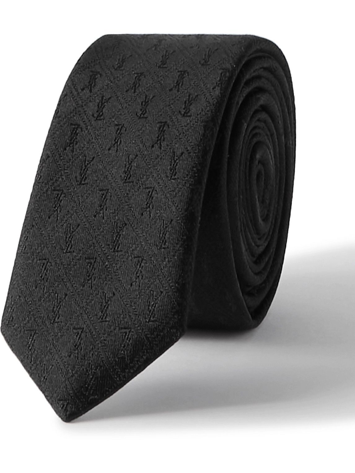 SAINT LAURENT - 4cm Logo-Jacquard Silk Tie Saint Laurent