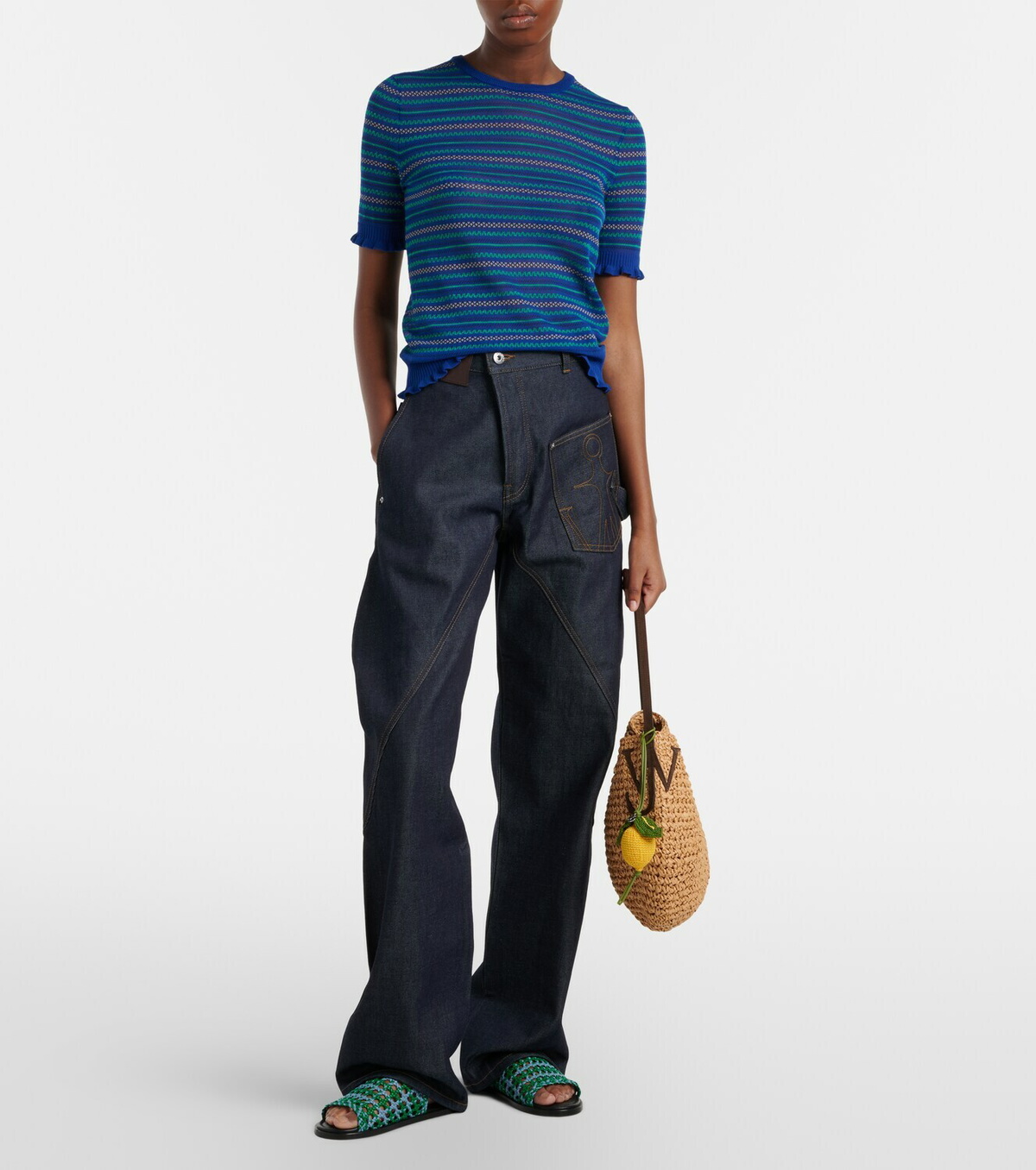 JW Anderson Bulb Small raffia bucket bag