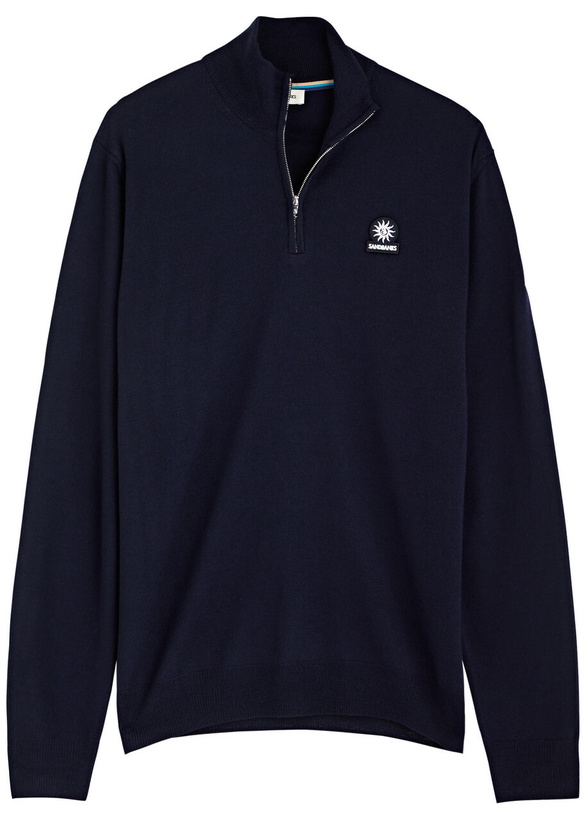 Photo: Sandbanks Logo Half-zip Wool Jumper Navy