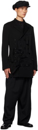 Yohji Yamamoto Black 12-Pleat Trousers