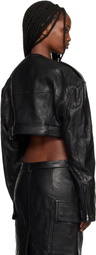 Rick Owens Black Temple Micro Leather Biker Jacket