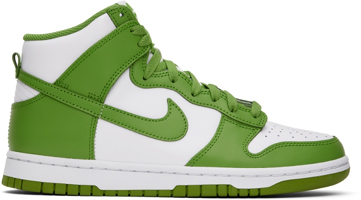 Photo: Nike White & Green Dunk High Retro Sneakers