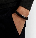 Hugo Boss - Braided Leather and Beaded Wrap Bracelet - Black