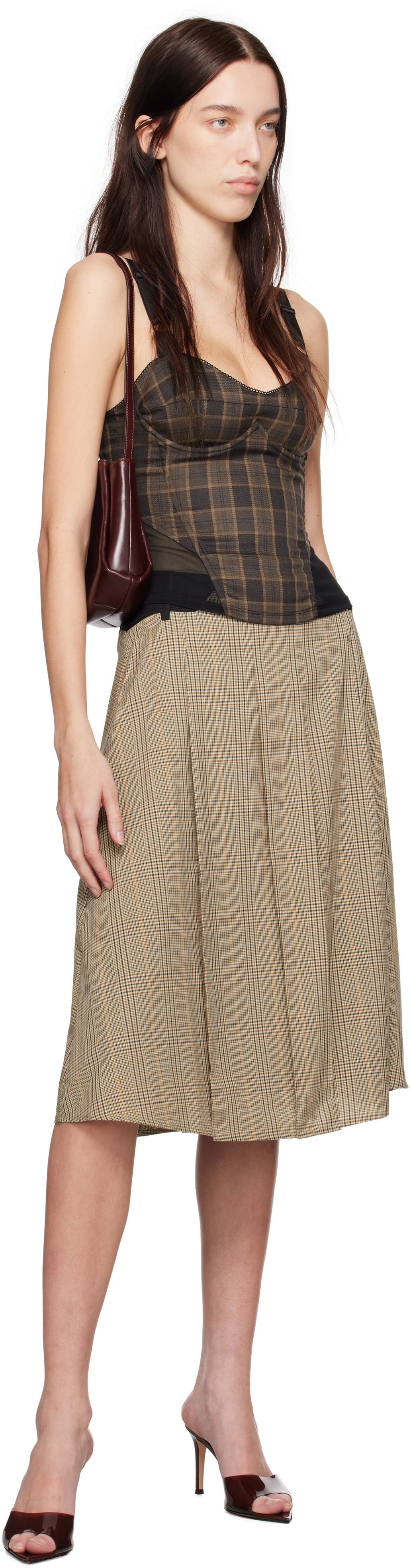 Miaou Brown Marguerite Corset Top