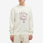 Drôle de Monsieur Men's Not From Paris Madame Caligraphy Crew Knit in Cream