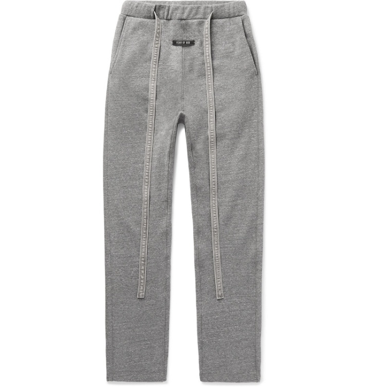 Photo: Fear of God - Slim-Fit Tapered Mélange Loopback Cotton-Blend Jersey Sweatpants - Gray