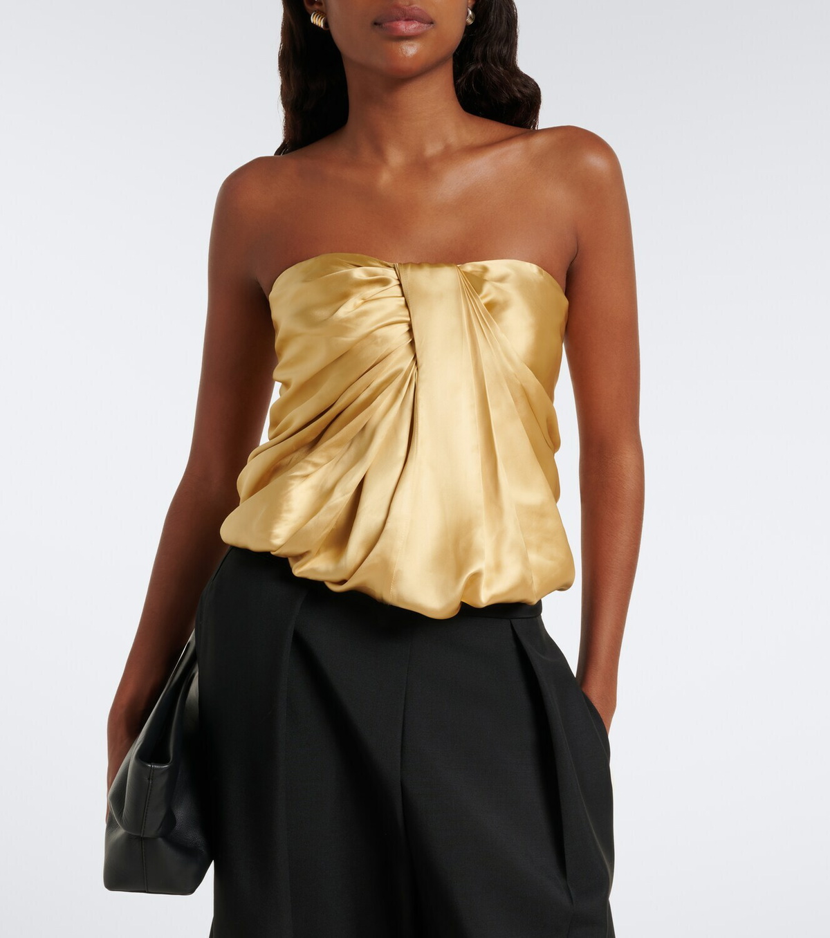 Tove Eden gathered silk satin bustier top